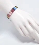 Rainbow-colored Linen-Cotton Wide Bracelet - Image 3