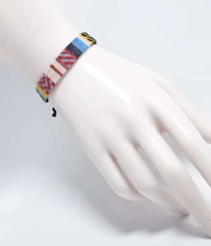 Rainbow-colored Linen-Cotton Wide Bracelet - Image 3