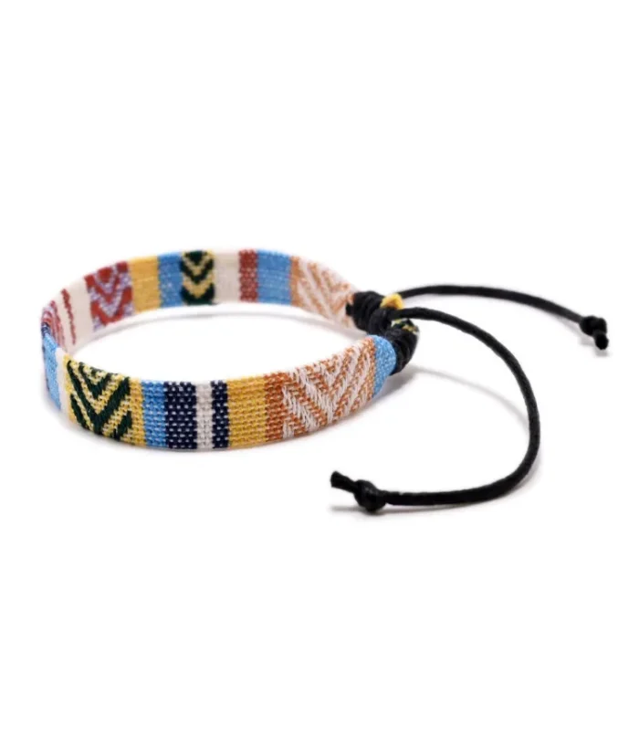 Rainbow-colored Linen-Cotton Wide Bracelet - Image 5