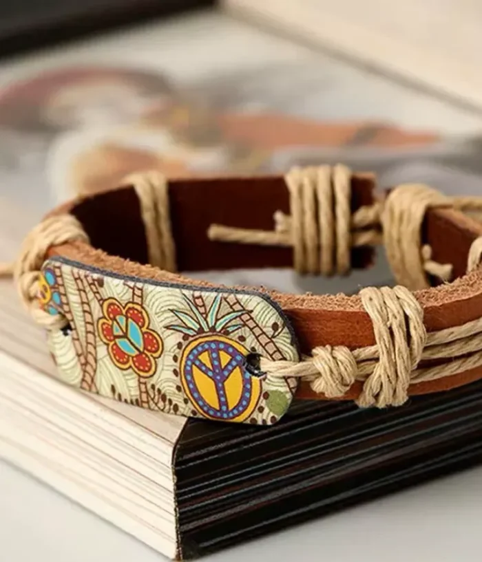 Hemp Rope Braided Cowhide Bracelet - Image 3