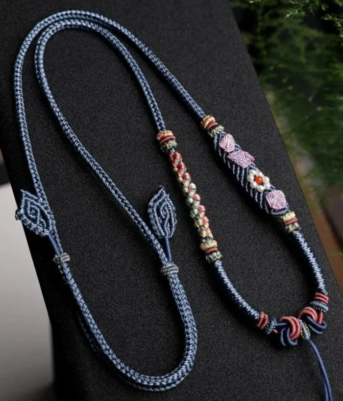 Handwoven Pendant Cord with Three-Leaf & Small Floral Patterns - Image 5