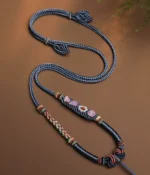 Handwoven Pendant Cord with Three-Leaf & Small Floral Patterns